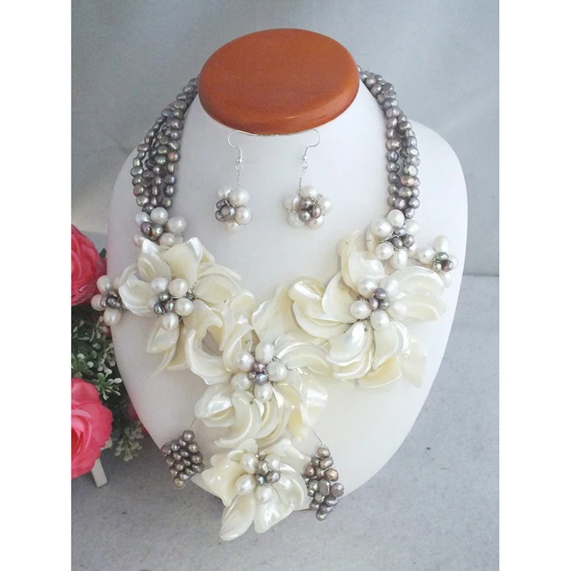 

charm European women's necklace White Shell Flower Necklace For Wedding 20"