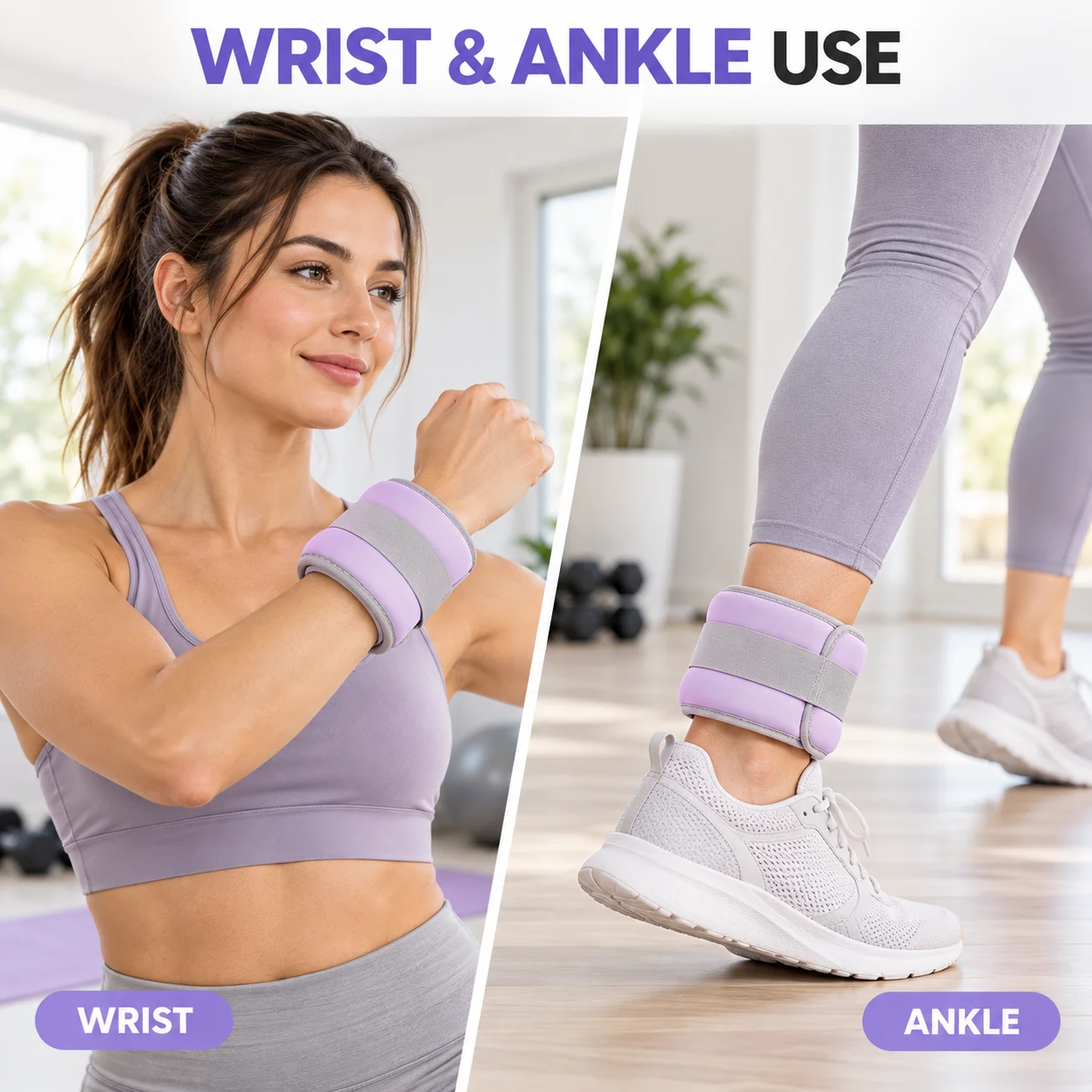 1 Pair Wrist Ankle Weights 0.5kg Each, 1kg Pair, Adjustable Wrap Strap Bands for Women Men Yoga Walking Fitness Training