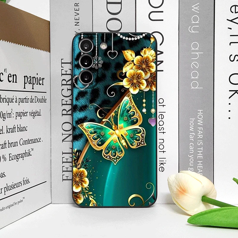 Dunkelgrüne Schmetterlingsmuster-Handyhülle für Honor Huawei 200 100 PRO 80 90 70 Lite X9 X8 X7 Magic 7 6 5 Pro 5G Floral Soft Cover