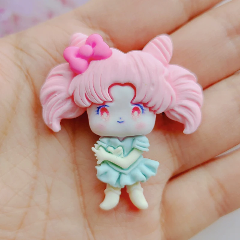 5pcs New arrival Flat back resin Cartoon Girls DIY resin Cabochons Kids Hair Clip Cover Phone Case Accessories