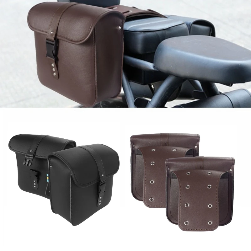 Motorcycle Storage Tool Bag Side Luggage Saddle Bag PU Leather Motor Tail Luggage Suitcase Motorcycle Riding Travel Tank Bag