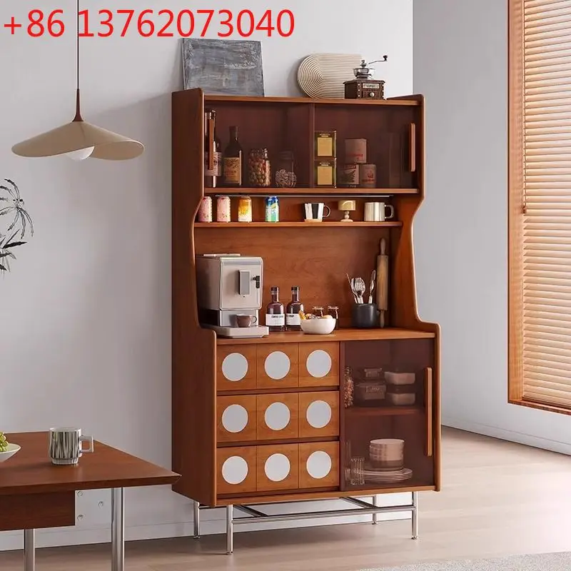 

Обеденный боковой шкаф из цельного дерева, средневековый входной шкаф для гостиной, чайный шкаф, ретро-хранение