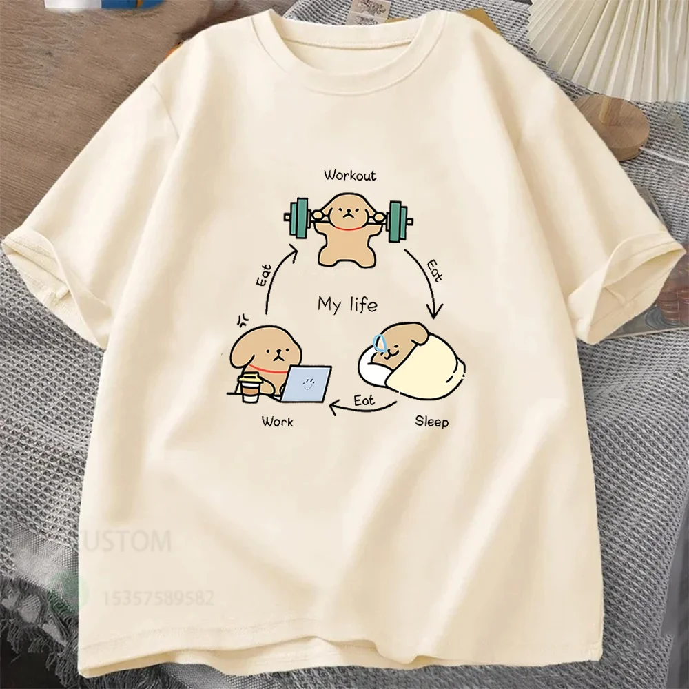 Lustiges Cartoon-Grafik-T-Shirt für Damen, Baumwolle, O-Ausschnitt, kurzärmelig, Sommer-Freizeit-T-Shirts, übergroße Basic-T-Shirts, Kleidung