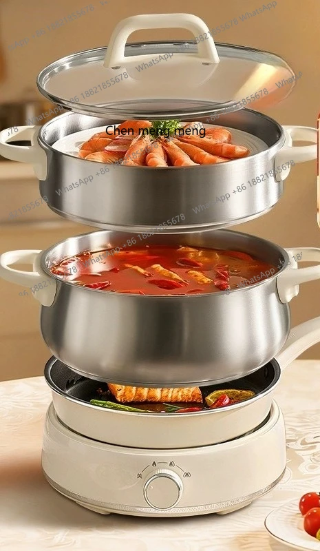 

Household 0-coated split electric cooking pot stainless steel multi-functional induction cooker for hot pot