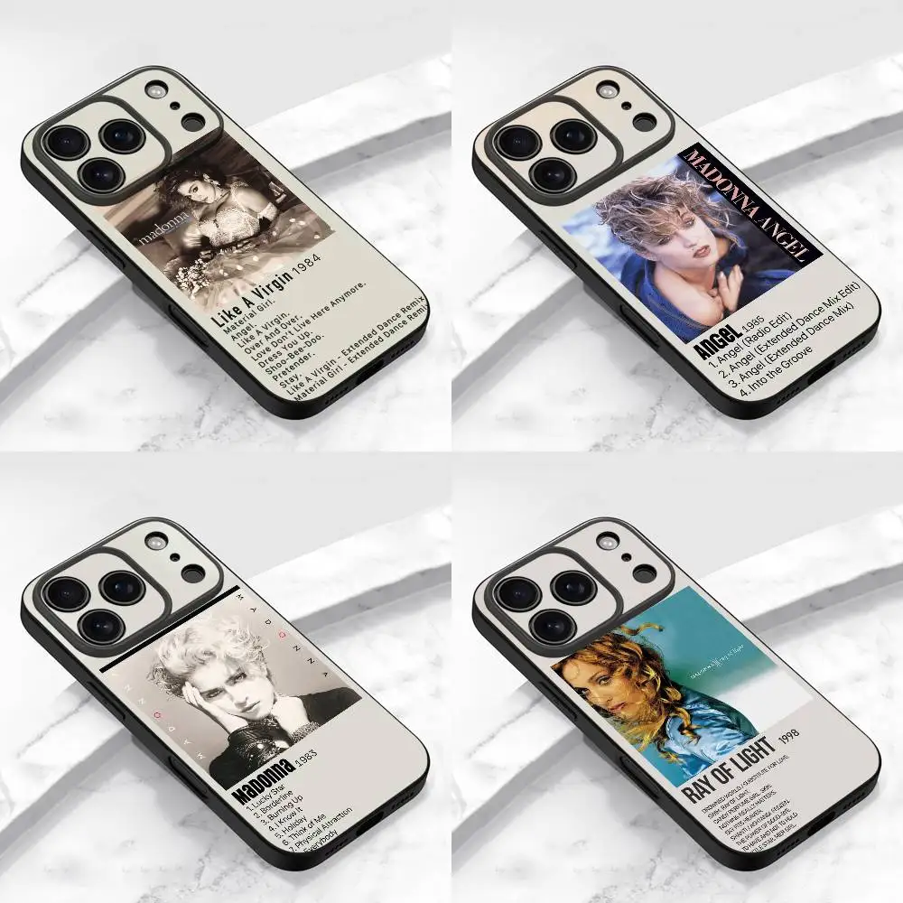Casing HP M-Madonna Ray of Light Like a Virgin untuk iPhone 17,16,15,14,13,12,11,Pro,Max,Plus,E,Air,Mini Pelindung Hitam