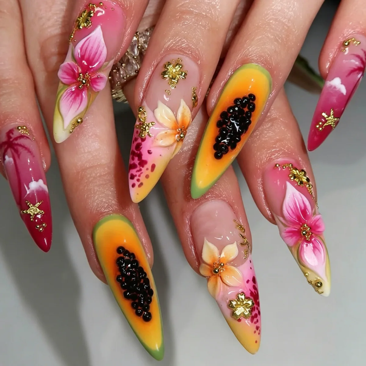 

24 pieces of 3D three-dimensional wearing nail, advanced sense, sweet and cool Spice Girl nail art, wearing nail