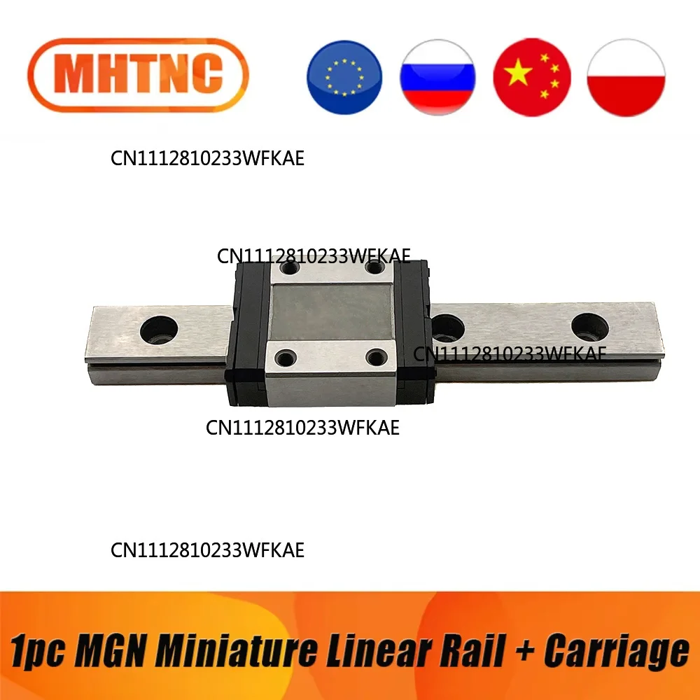 1 pc MGN7 MGN9 MGN12 MGN15 100mm-1000mm  Miniature Linear Rail + MGN-C / MGN-H Slide Carriage KIT 3D Printer Part