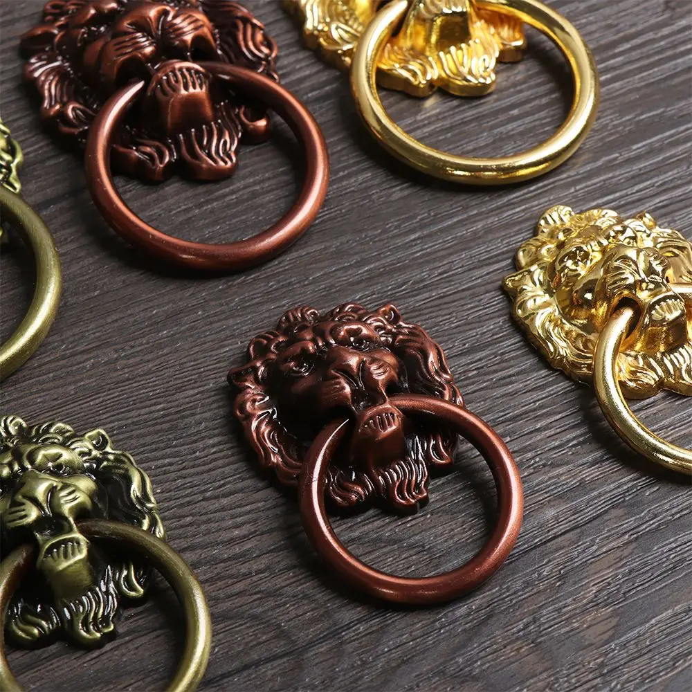 

Cabochon Furniture Handles Lion Head Alloy Handle Bronze Color Door Pull Retro Wardrobe Drawer Flatback With Screw