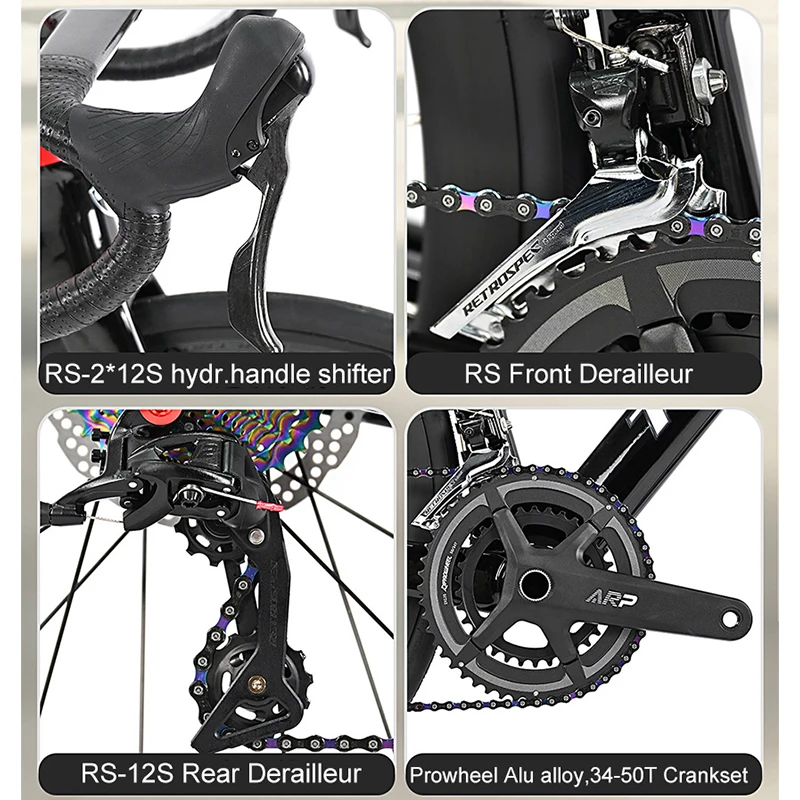تويتر 700X28C Sensah 24 سرعة الكربون الطريق الدراجة القرص الهيدروليكي سباق الدراجات مع 50 مللي متر الكربون العجلات الكابلات الداخلية للبالغين