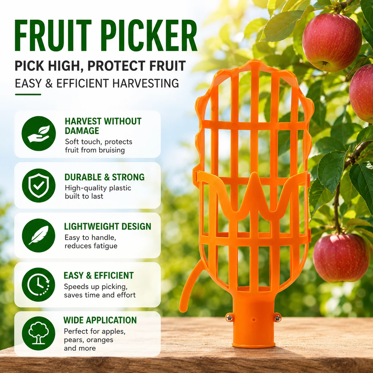 Modern Non-Pole Fruit Picker Model AT921 Made of ABS for High-Altitude Orchards, Suitable for Picking Waxberries and Peaches
