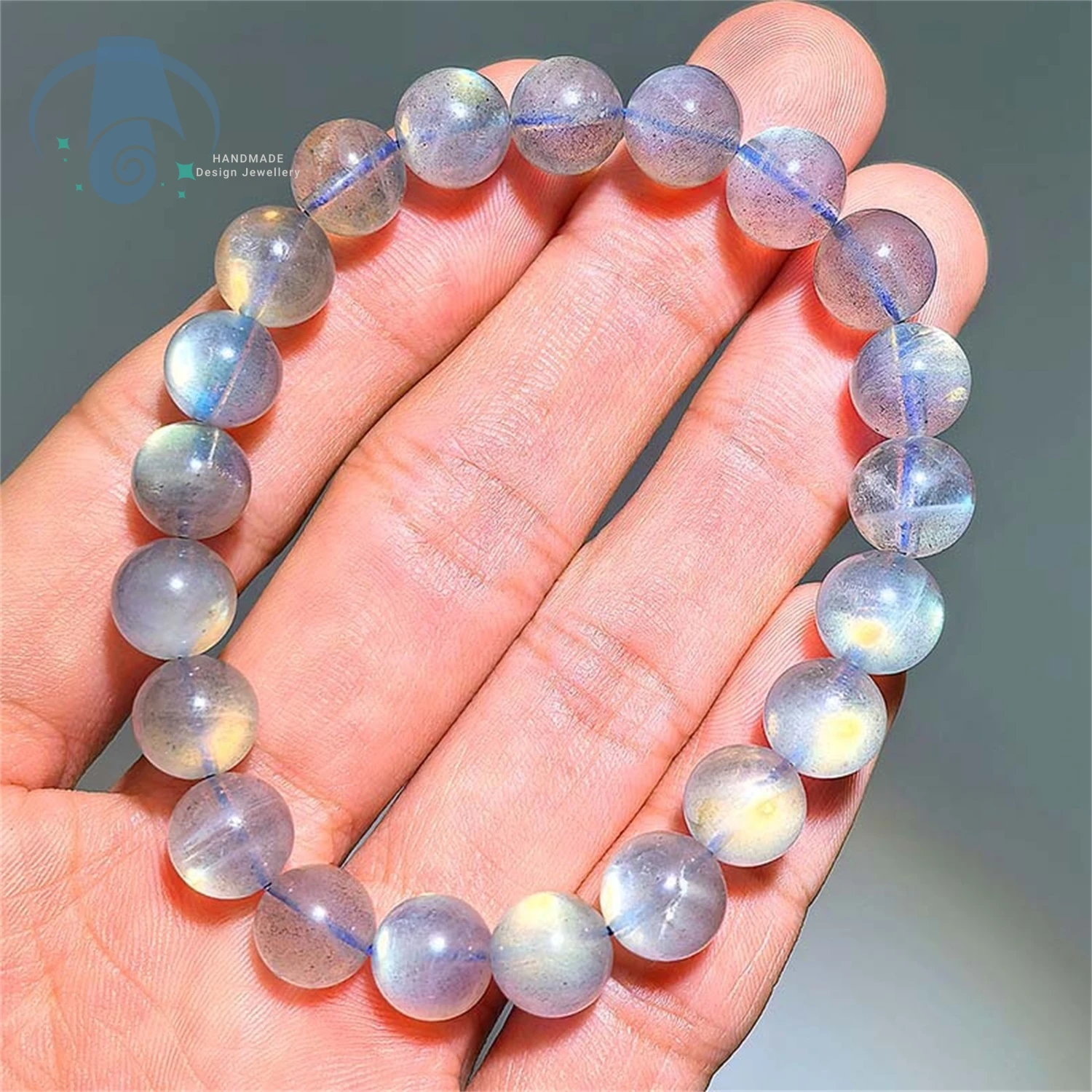 Natural Gray Moonstone Beaded Bracelet Single Strand Round Fine Beads with Smooth Shimmer and Versatile Styles for Everyday Wear