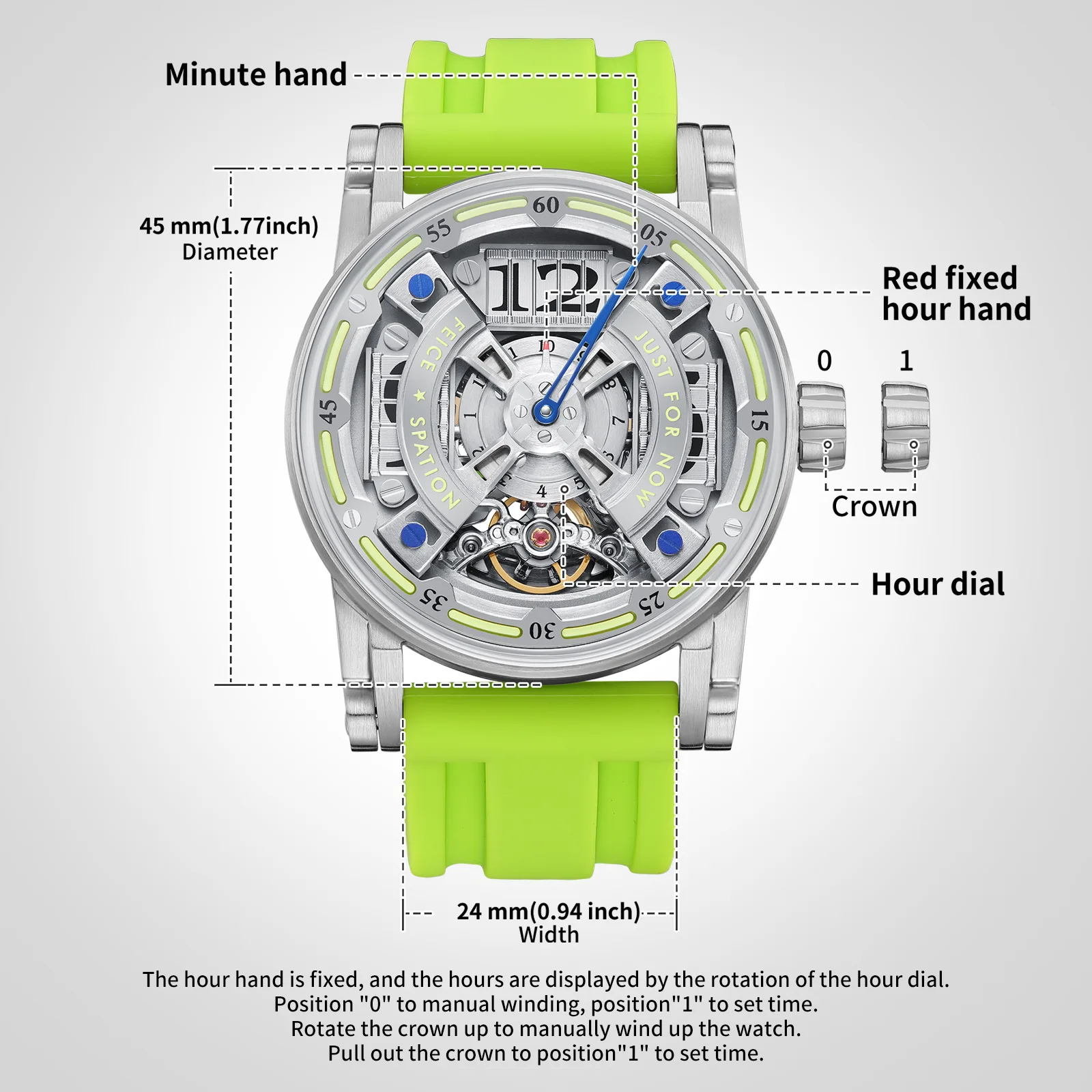 FEICE FM501 Automatic Mechanical Watch Skeleton Stainless 50M Waterproof Mens Wristwatch Luminous Clock Watches No Battery Silic