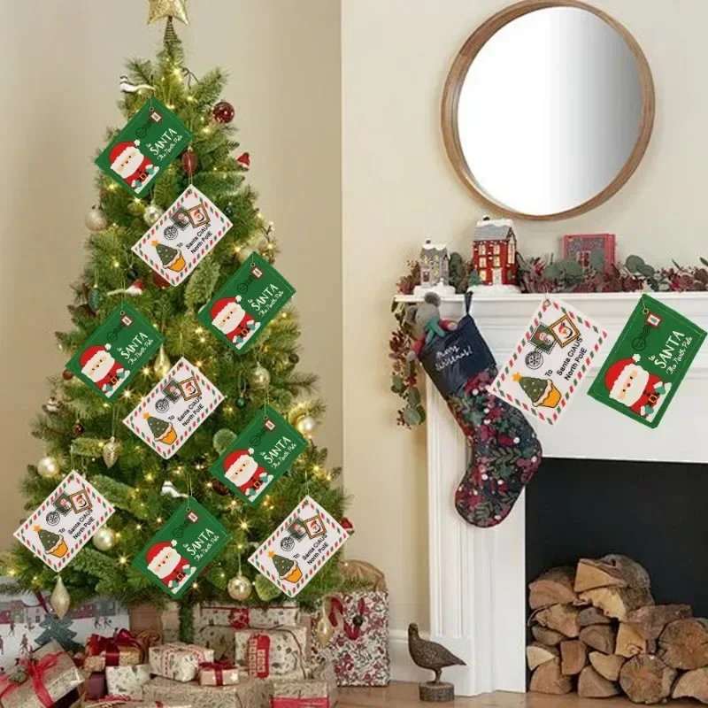 1/20PCS Felt Envelope Bags Red Green Santa Claus Letter Ornaments DIY Christmas Tree Hanging Card Pendants Kid New Year Gifts