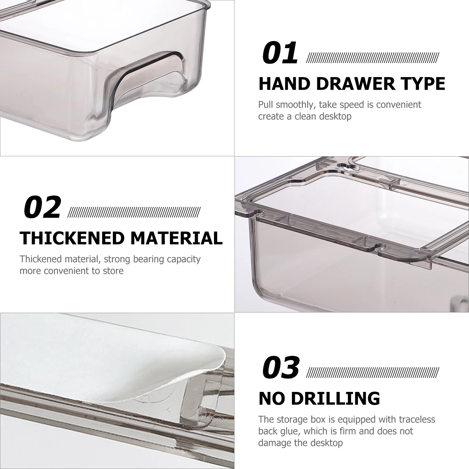 

Desk Drawer ganizer Storage Box for Stationery Cable Under Table Black Simple Appearance Versatile Study Room Living Room