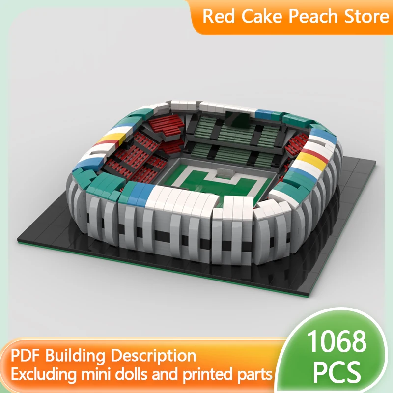 Modelo de Construcción de Ladrillos MOC de Estadio de Fútbol, Arquitectura Modular, Tecnología, Regalos Navideños para Niños, Juguetes de Ensamblaje