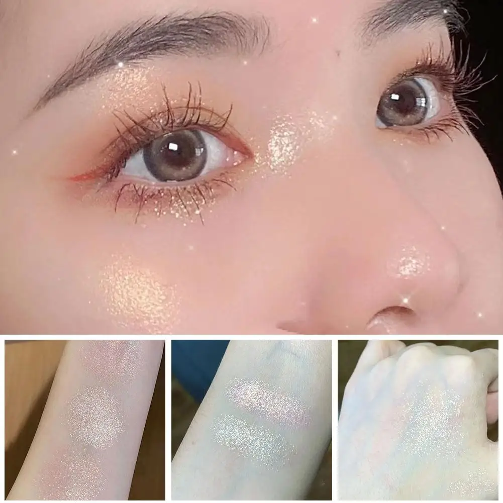 2 色グリッターアイシャドウ水光壊れ感長期的な防水アイシャドウ真珠光沢のあるグリッターハイライターメイクアップ