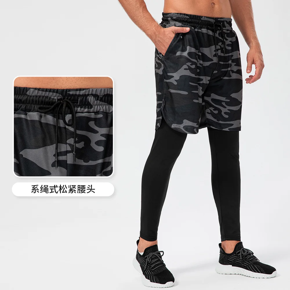 Pantaloncini da corsa da uomo 2 pezzi abbigliamento sportivo 2 In 1 Double Deck Quick Dry Gym Sportswear Fitness Workout Hot Pants pantaloncini da allenamento maschili