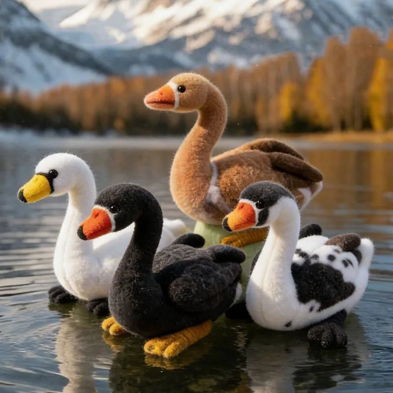 

Cute Realistic Swan Plush Toy Soft Stuffed Animal with Lifelike Feathers Adorable Gift for Kids and Home Decor Kawaii Perfect