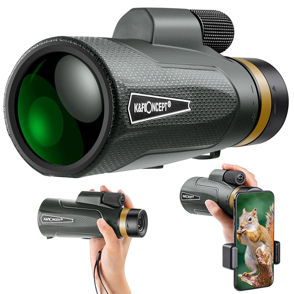 

K&F Concept 12X50 Monocular Telescope for Wildlife Bird Watching Travel Camping Monocular with Smartphone Adapter Spotting Scope