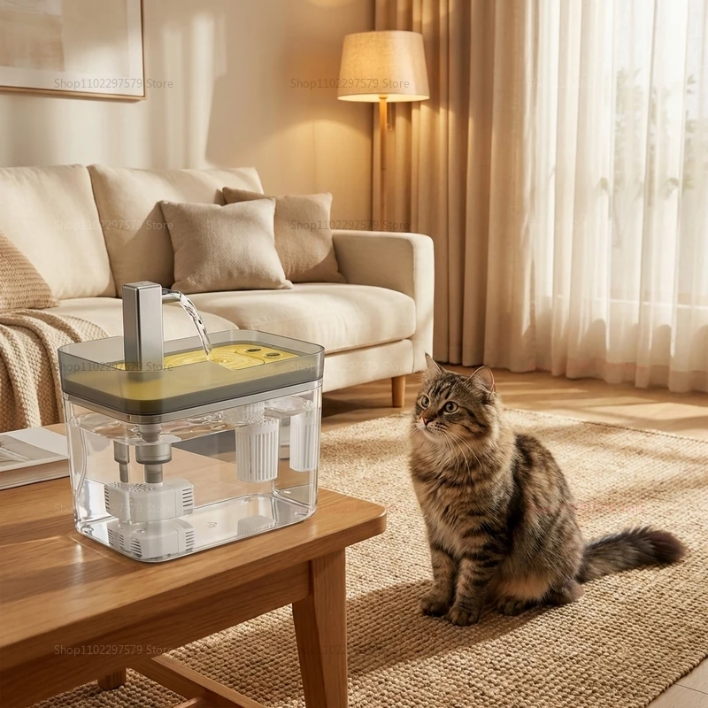 Fontaine à eau pour chat avec filtre automatique, distributeur d'eau USB pour animaux de compagnie, circulation d'eau vive, fontaine automatique silencieuse pour chats et petits animaux