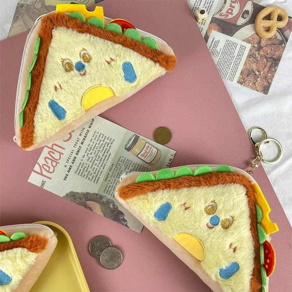 

Bag Hanging Pendant Hamburger Sandwiches Storage Bag Princess Portable Plush Small Purse Cartoon Kawaii Keychain Bag Girls