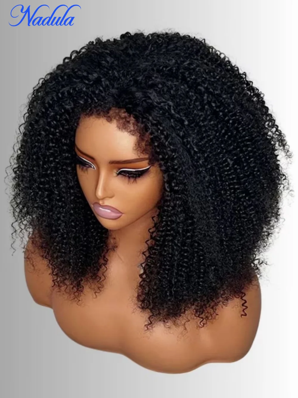 Afro Curly Blend & Secure DrawstringHalf Wig 4C Kinky Curly Human Hair 3/4 Half Wig Beginner Friendly Headband Curly Wig