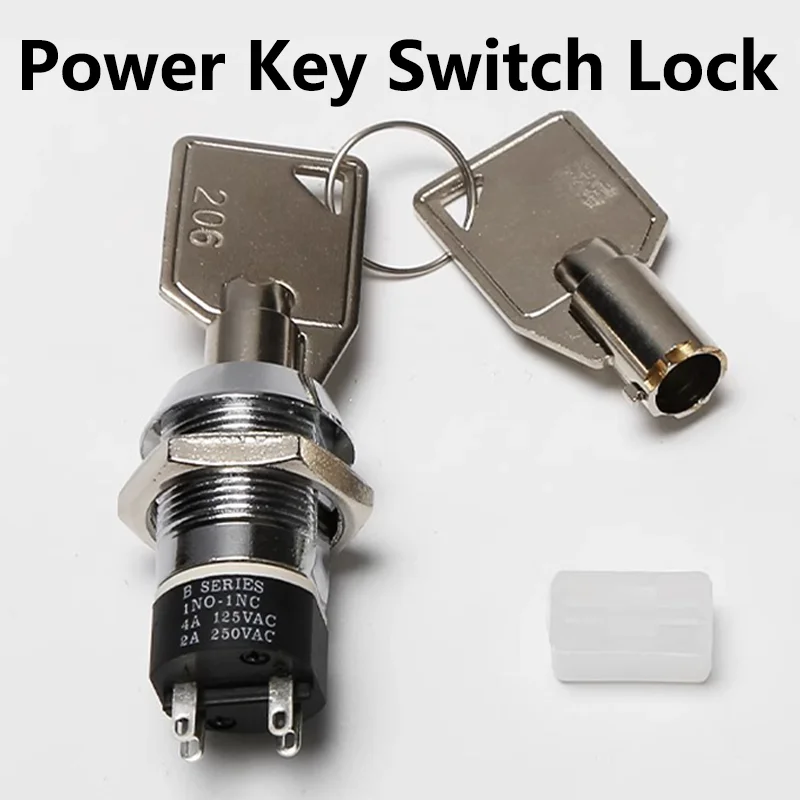 5/10Sets 4Pin 19mm Metal ON-OFF 2Position DPST A Series Electronic Lock Key Knob Switch 2NO 2NC Rotary Button Switch