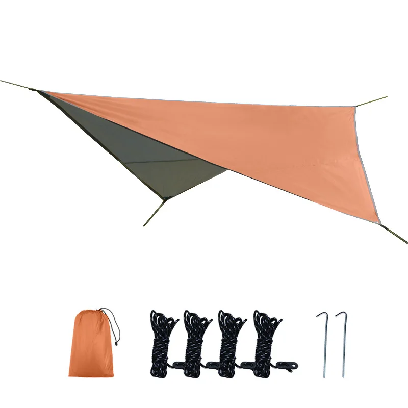 Outdoor camping rhombus black silver canopy camping rainproof sunscreen shading Oxford cloth canopy tent