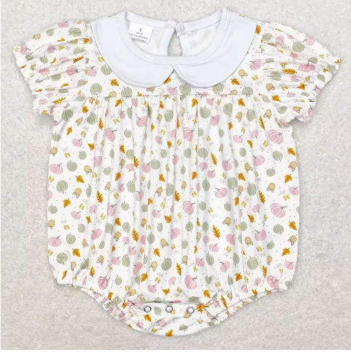 

Triangle crawler suit Baby Girls Rompers Fall Long Sleeve Pumpkins Bows Halloween Kids Baby Bubbles Girls Onesies New