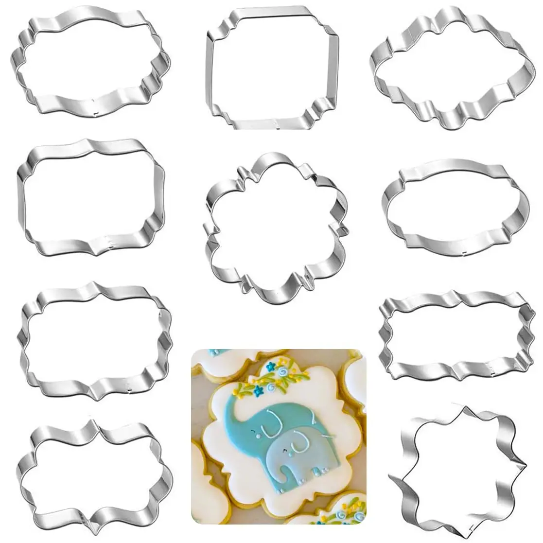 

10 pcs Stainless Steel Cookie Cutter Different Shapes Cookie Cutters Moulds Sugarcraft Cake Cookies Pastry Baking Cutter Mould