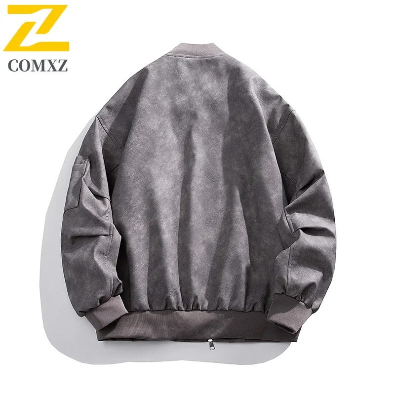 سترة COMXZ Urban للرجال بياقة واقفة وتسلق الصخور في الهواء الطلق معطف متين للدراجات النارية ملابس خريفية خفيفة الوزن للسفر بسيطة