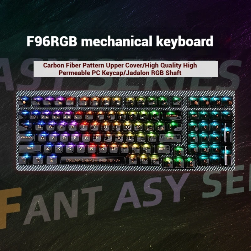 F96 Mechanical Keyboard Wireless Gaming Keyboard 99 Keys Hotswap Customized Three-Mode Rgb E-Sports Office Gamer Accessories