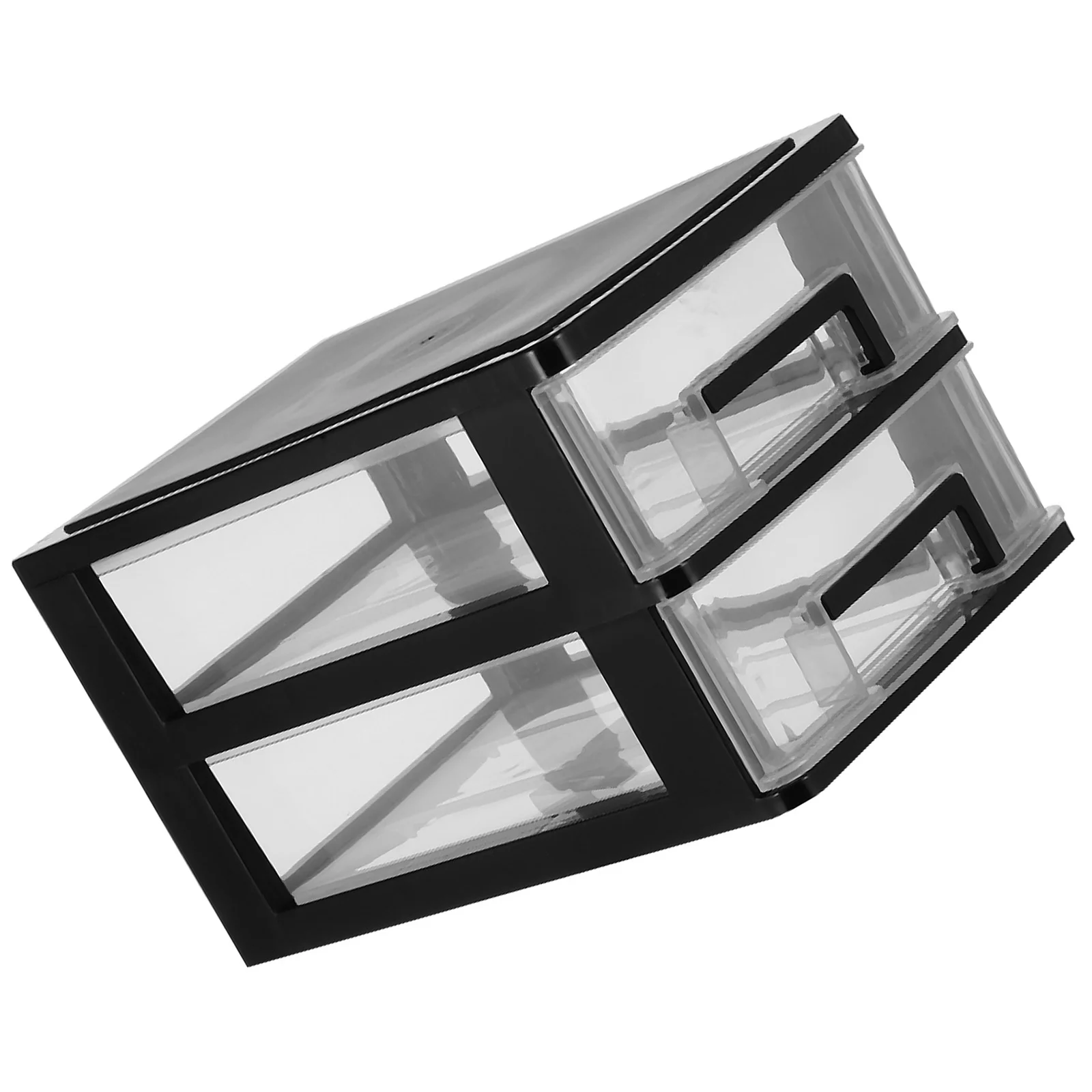 

Drawer Type Storage Cabinet Black Transparent Multi-Layer Organizer For Office Study Room Small Space Plastic Furniture