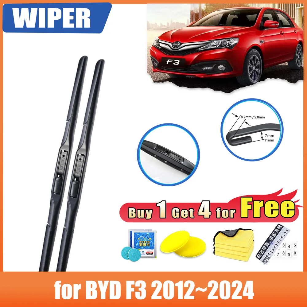 

for BYD F3 2012~2024 2021 2020 2019 2018 2017 2015 Accessories U J Hook Car Front Window Wipers Blades Brushes Winter Cleaning