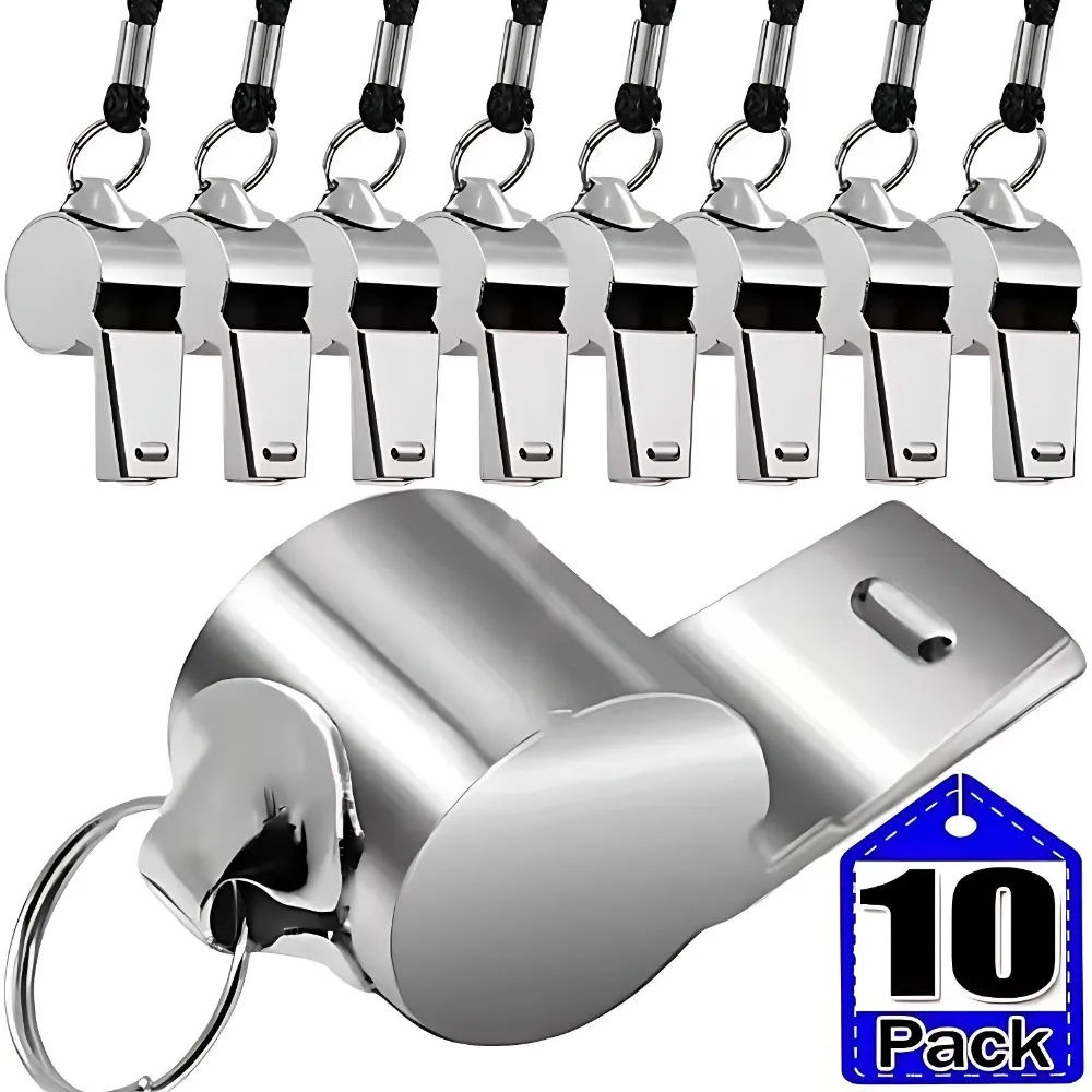 Apito de Aço Inoxidável com Cordão, Apito Profissional para Árbitros, Super Barulhento, Artigos Esportivos para Treinamento