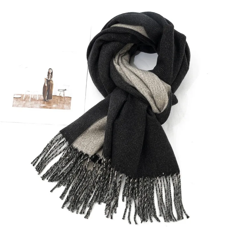 

Fashion Solid Color Tassels Scarf for Men Retro Winter Imitation Cashmere Couple Warm Scarves Shawl Clothing Accessories Gift