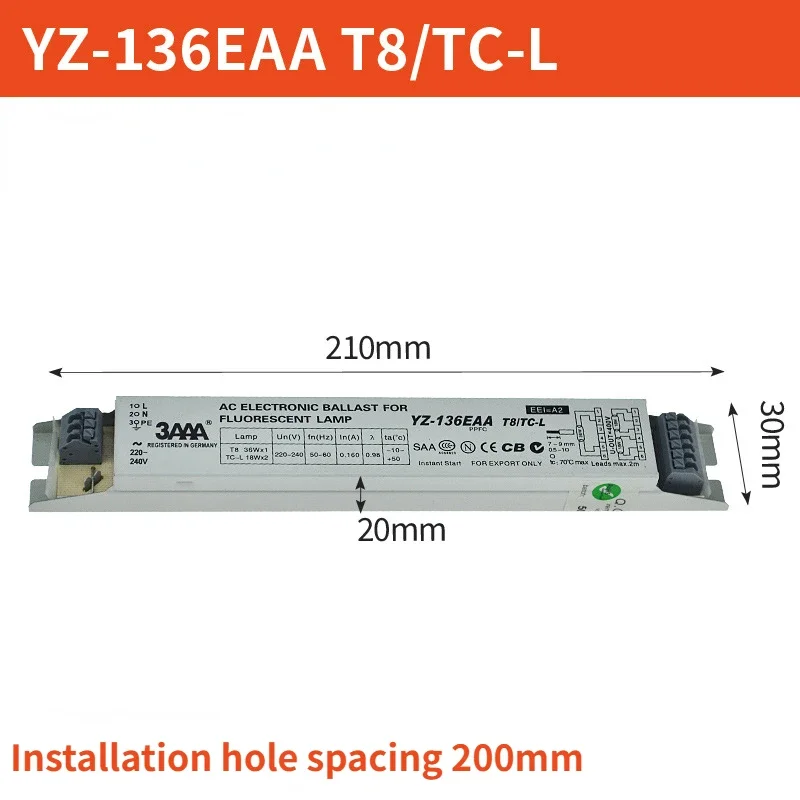 3AAA YZ-136EAA YZ-236EAA YZ-336EAA T8/TC-L 220V 1*36W 3*36W T8 Electronic Ballast For T8 Fluorescent Lamp Advertising Light Box