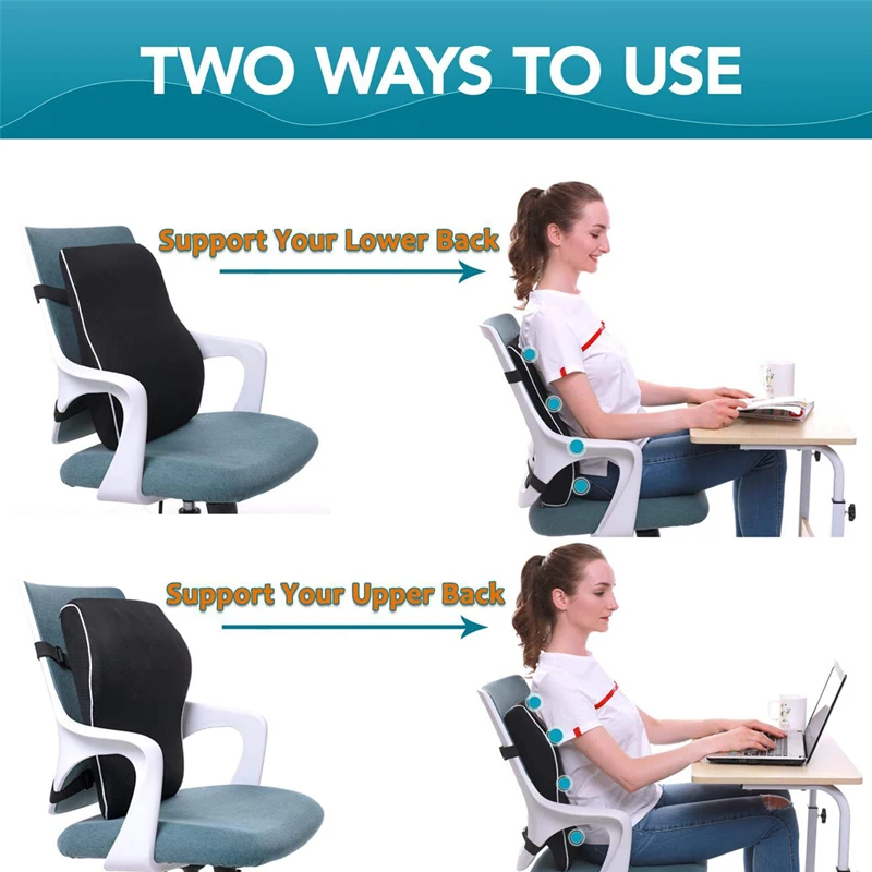 Lumbar Support Pillow Memory Foam Car Seat Waist Cushion Relieve Back Pain Soft and Comfortable For Office Home Car