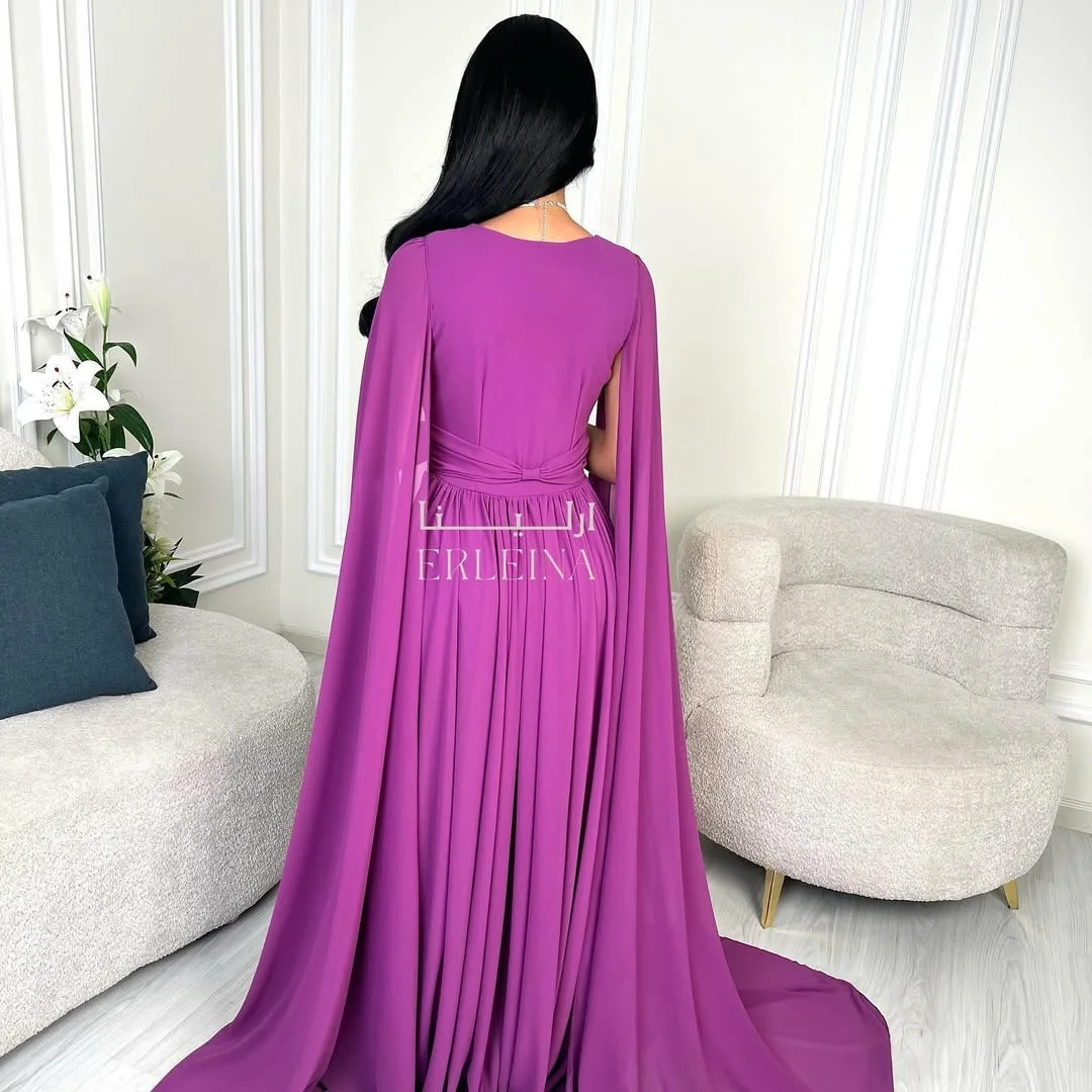 CUYUN Aangepaste moderne stijl sexy chiffon plooi ruches sjerp gedrapeerde a-lijn v-hals lange jurken op maat gemaakte gelegenheidsjurken elegant