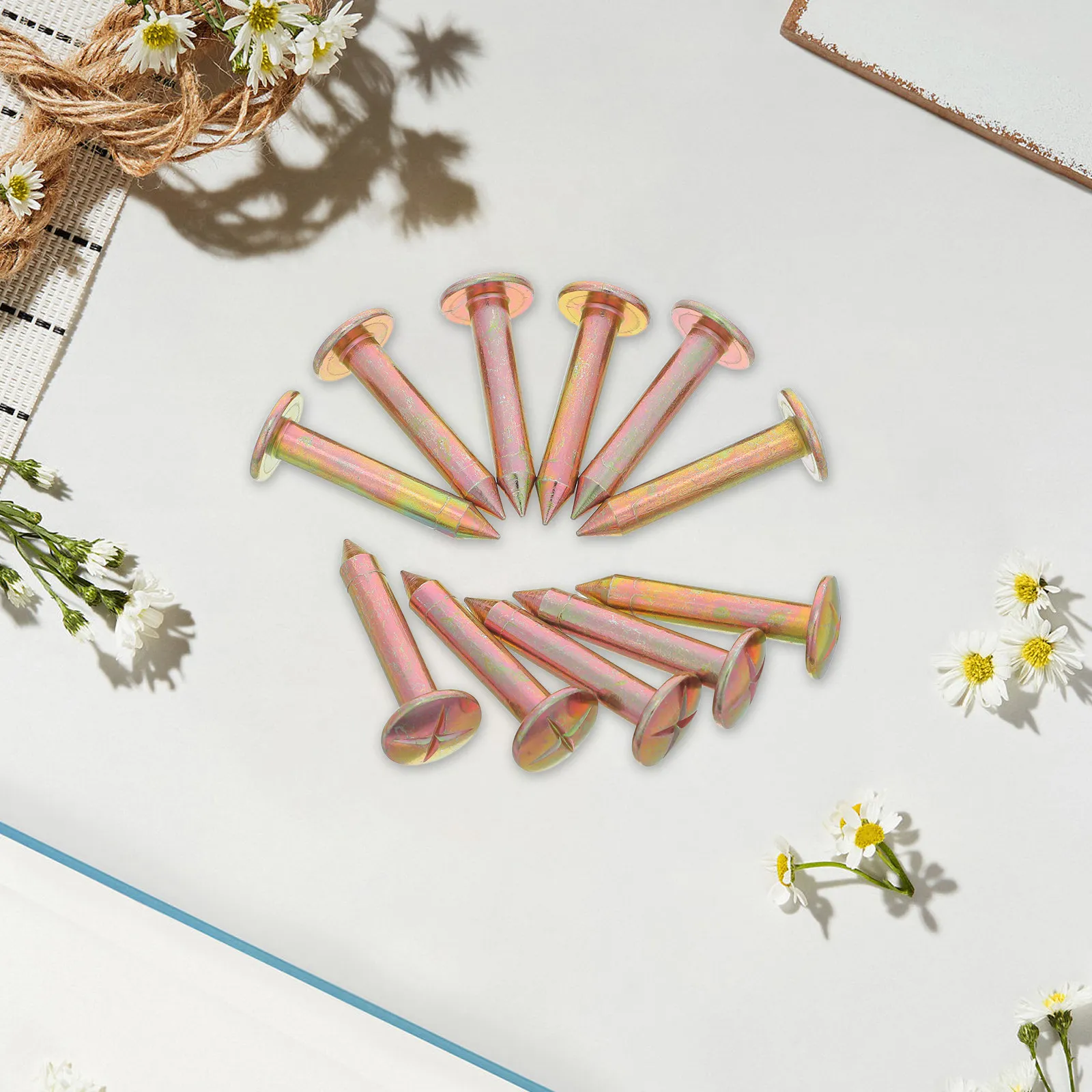 20 Pcs 5cm Metal Survey Marker Stakes Land Border Markers Field Marking Spikes Durable Stud Boundary Control Pin For Lot Ground