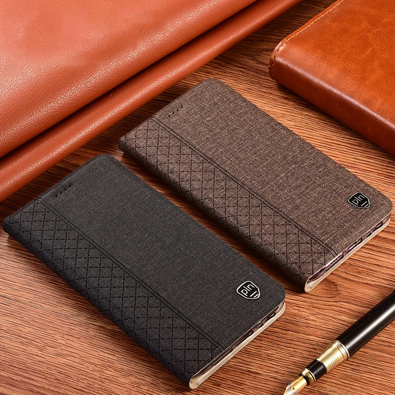 

Luxury Cloth Leather Magnetic Flip Phone Case For Samsung Galaxy Note 8 9 10 Plus Note20 Ultra Wlth Kickstand Cover