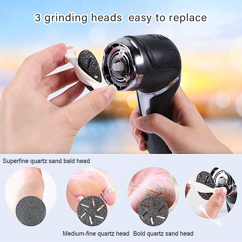 건조하고 완고한 피부 제거를 위한 업그레이드 된 전동 풋 캘러스 리무버 전문 스크러버.