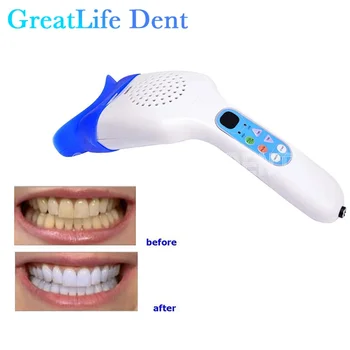 GreatLife Dent 10 Leds 3 Colors Dental Handheld Portable Teeth Whitening Accelerator Mini Teeth Whitening Light Lamp
