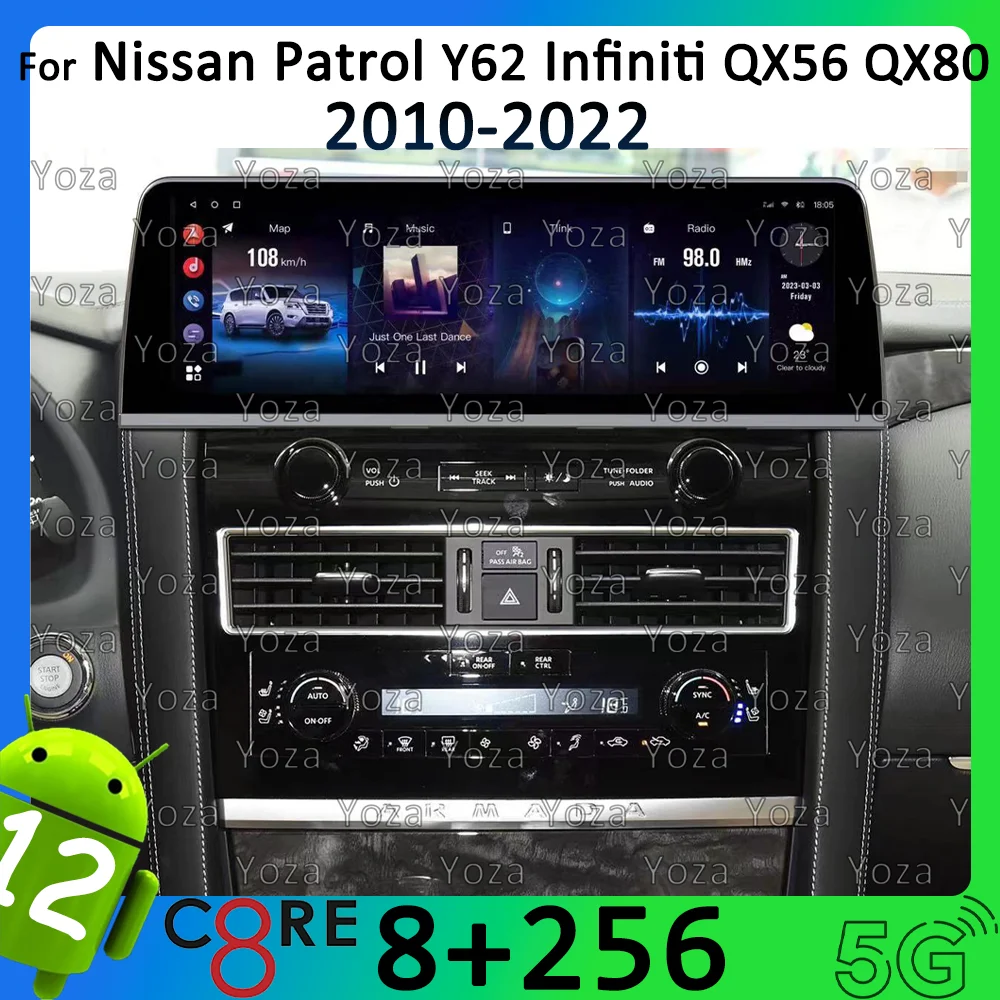 

Yoza Carplay CarRadio For Nissan Patrol Armada Y62 Infiniti QX56QX80 2010-2022Android11 TouchScreen Multimedia Player Navigation