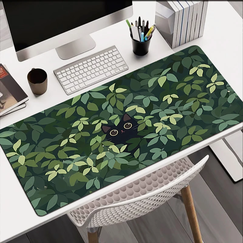 Gaming Mousepad Girl Green Grass Cat New Keyboard Pad Fashion Gamer Mouse Pad On The Table Speed Desk Mat Waterproof Mouse Mats