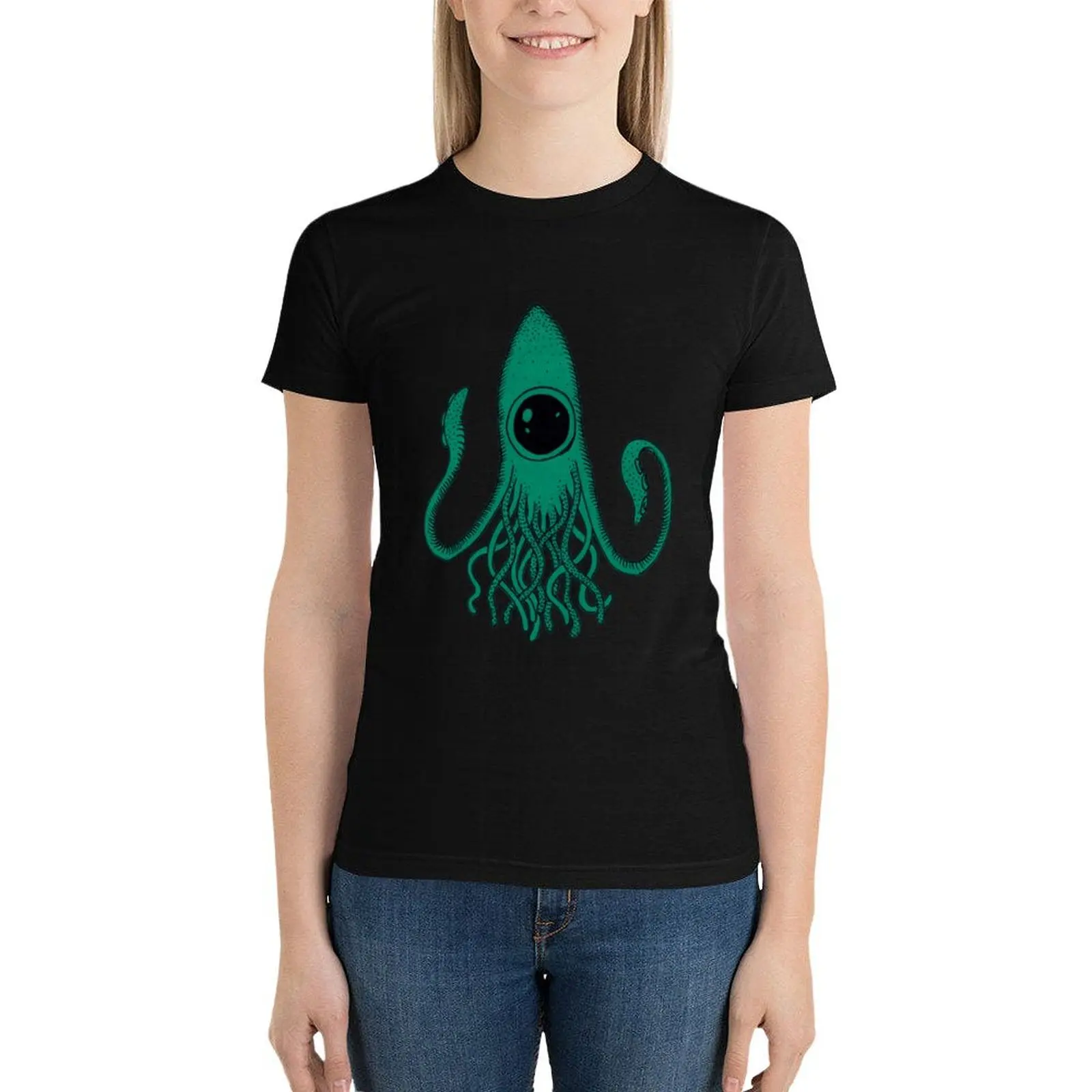 Green Squid T-Shirt summer tops Aesthetic clothing cute t-shirts for Women