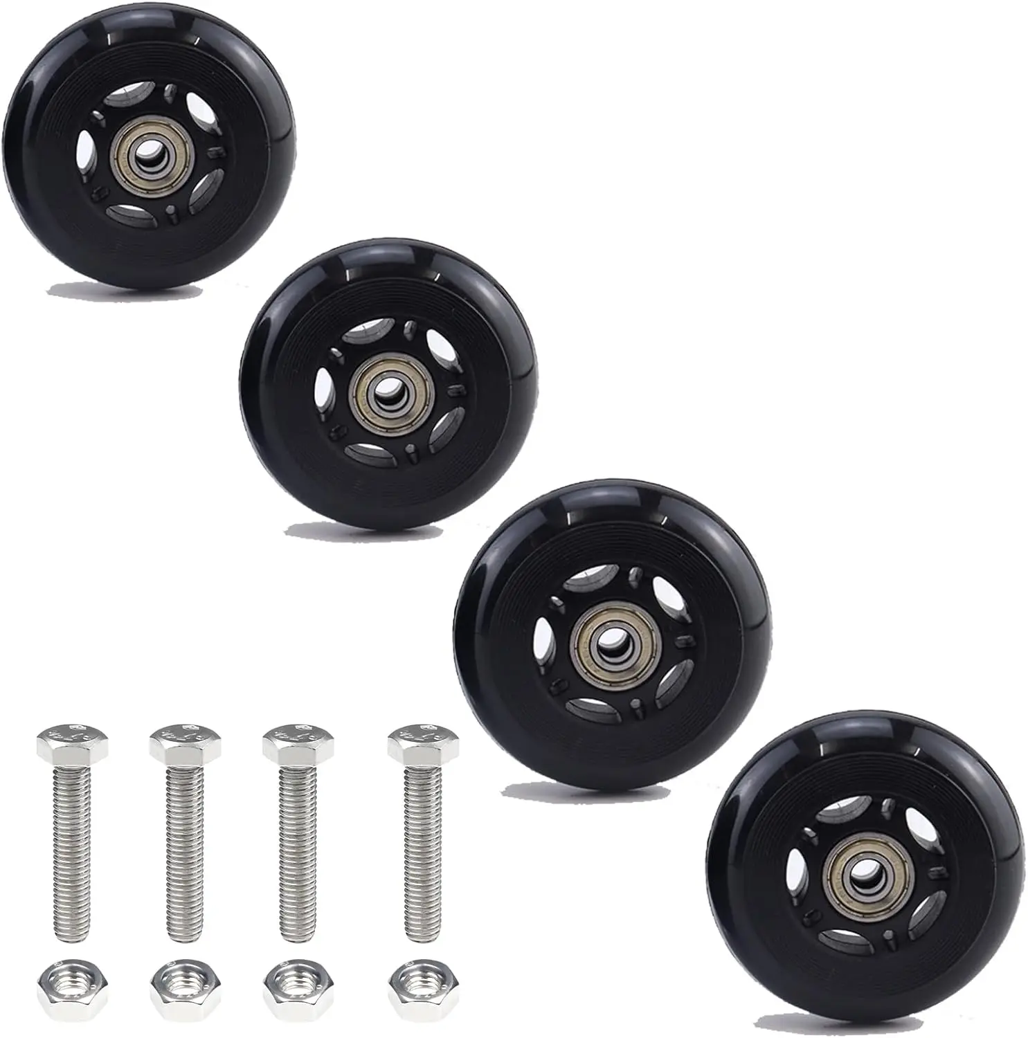 

4Pcs 3" PU Caster Wheels with Double Ball Bearings for Office Chair, Workbench, Cart, 110lb Load Capacity