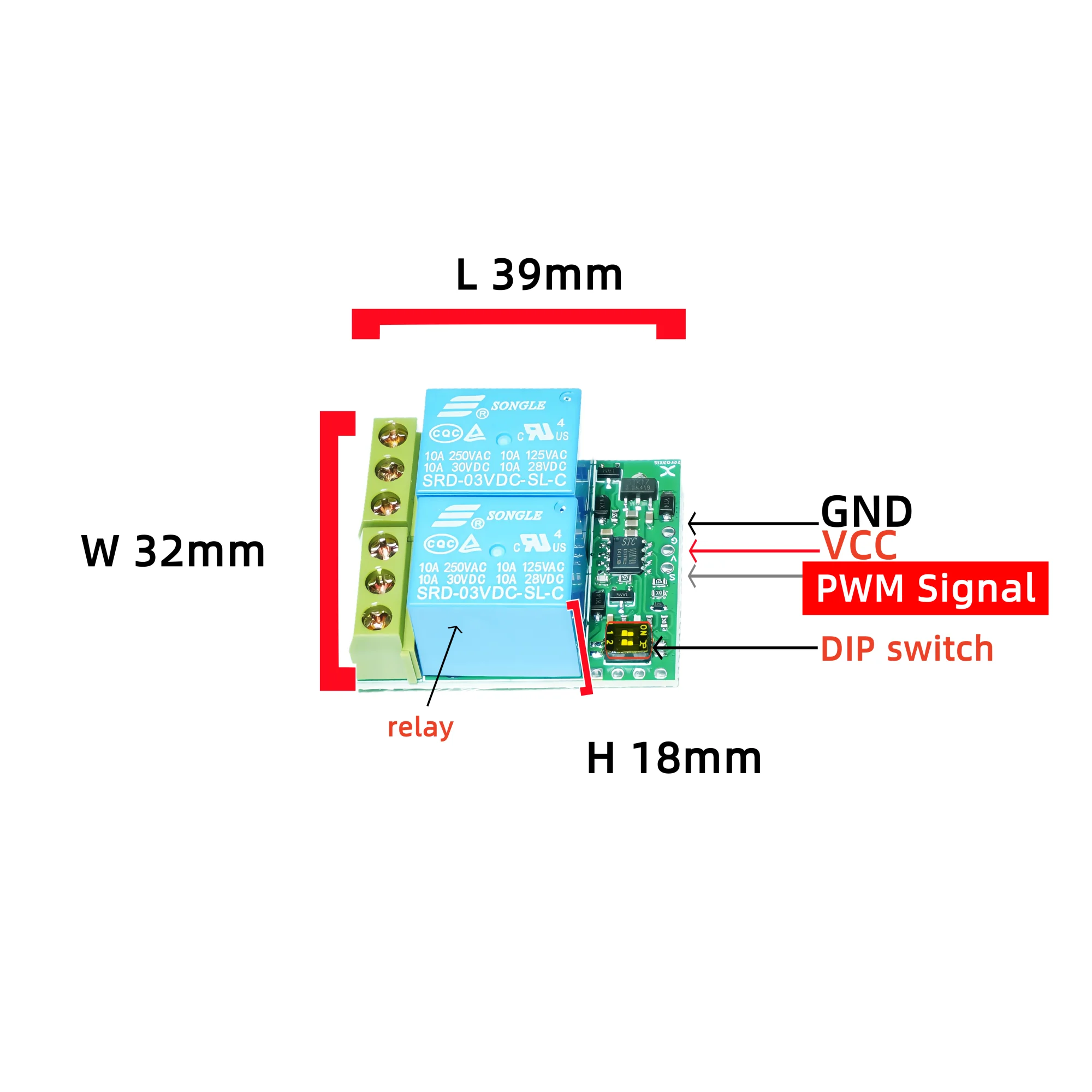 وحدة مرحل RC PWM ثنائية القناة 4.5 فولت-12 فولت للطائرة النموذجية/السيارة/القارب - مفتاح إلكتروني للتحكم عن بعد