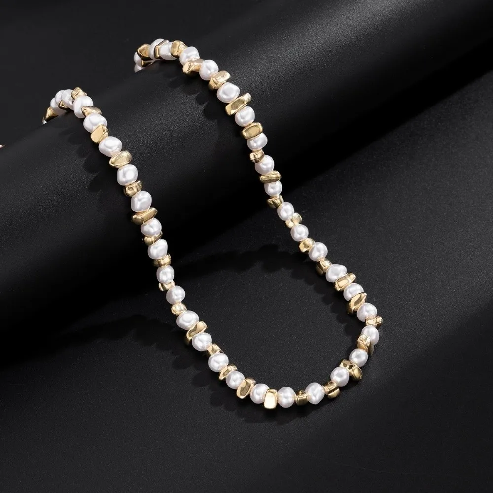

Fashion Imitation Pearl Choker Necklace Rhinestone Adjustable Collar Chain Clavicle Chain Unisex