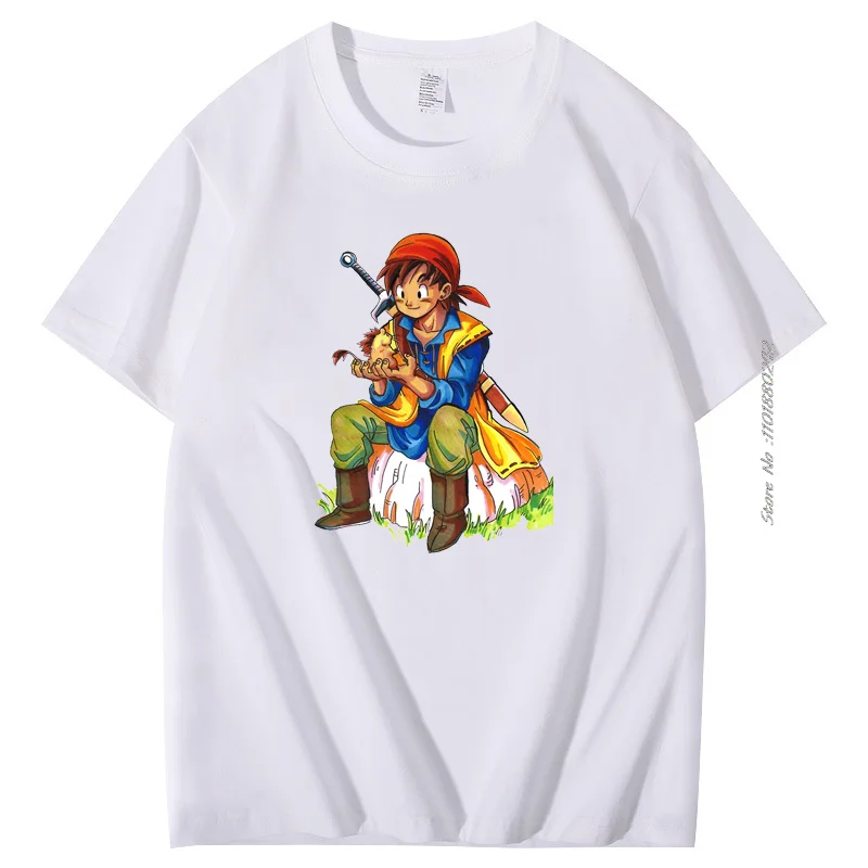 Camiseta de algodón con estampado de Dragon Quest para hombre, camisa de Manga corta con estampado divertido de Anime Harajuku, ropa de verano